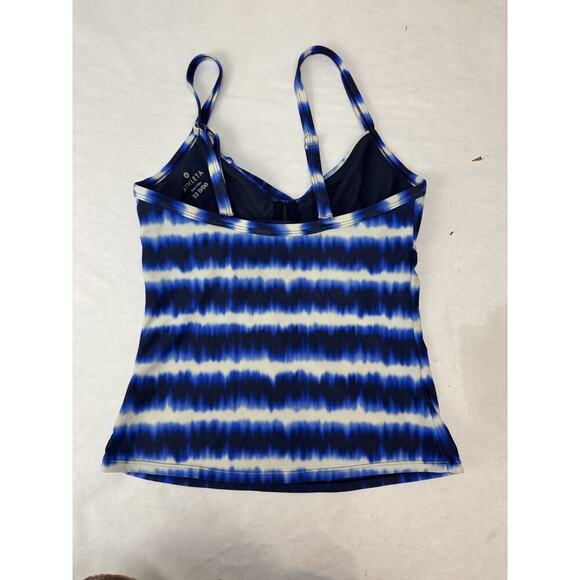 Athleta Del Mar Twister Tankini Top Size 32D /DD Blue White Criss Cross Back - Picture 7 of 8